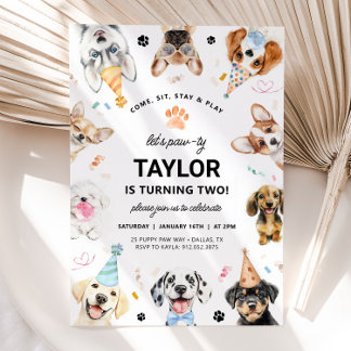 DOG Invitation, Boy Puppy Dog Birthday Invitation