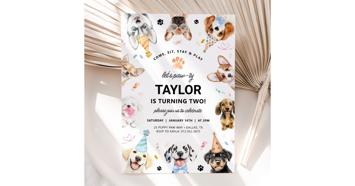 DOG Invitation, Boy Puppy Dog Birthday Invitation | Zazzle