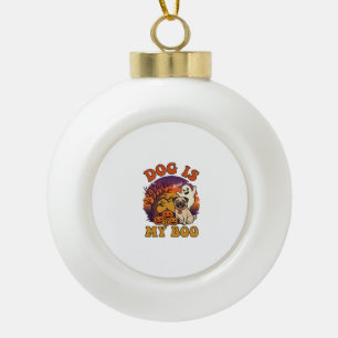 Dog Is Boo Halloween Pug Ghost Pumpkins_1 Ceramic Ball Christmas Ornament