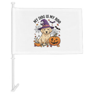Dog Is Boo Halloween Witch Puppy Pumpkin_1 Car Flag