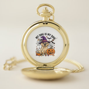 Dog Is Boo Halloween Witch Puppy Pumpkin_1 Pocket Watch