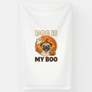 Dog Is Boo Pug Halloween Ghost Pumpkin Banner