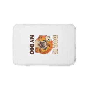 Dog Is Boo Pug Halloween Ghost Pumpkin Bath Mat