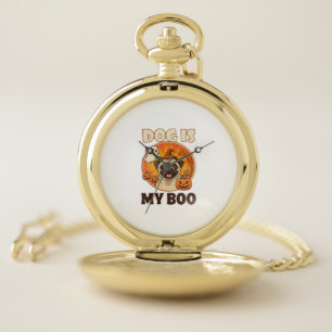 Dog Is Boo Pug Halloween Ghost Pumpkin Pocket Watch