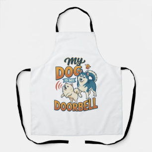 Dog Is Doorbell Barking White Blue_1 Apron