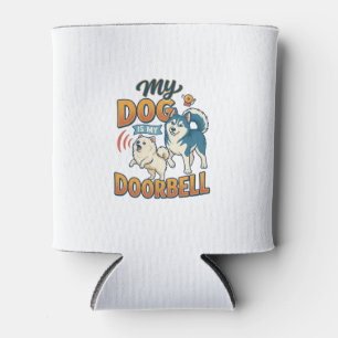 Dog Is Doorbell Barking White Blue_1 Can Cooler