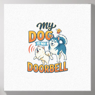 Dog Is Doorbell Barking White Blue_1 Canvas Photo Tile