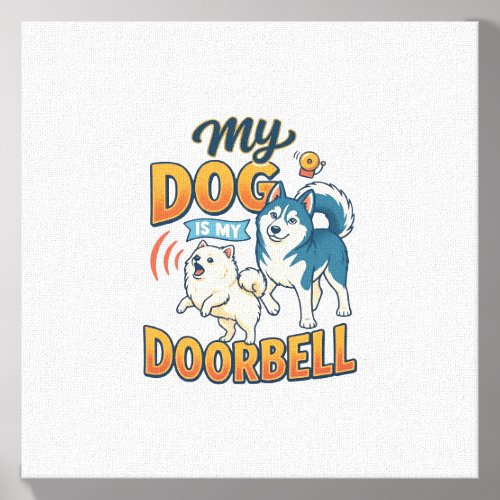 Dog Is Doorbell Barking White Blue_1 Canvas Photo Tile