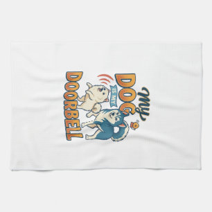 Dog Is Doorbell Barking White Blue_1 Kitchen Towel