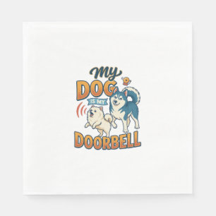 Dog Is Doorbell Barking White Blue_1 Napkins