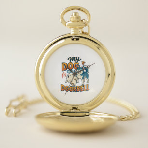 Dog Is Doorbell Barking White Blue_1 Pocket Watch