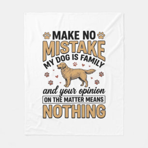 Dog Is Family Vintage Retriever Typography Design_ Fleece Blanket