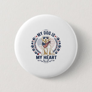 Dog Is Heart American Flag Sunglasses_1 Button