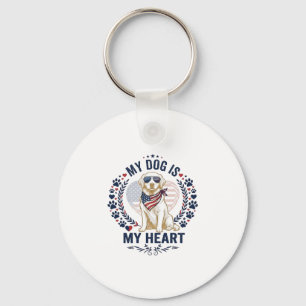 Dog Is Heart American Flag Sunglasses_1 Keychain