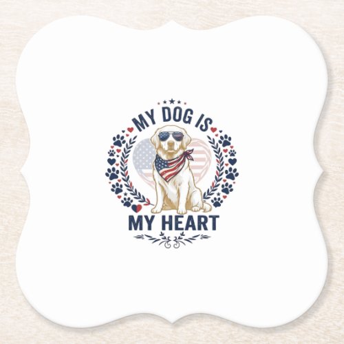 Dog Is Heart American Flag Sunglasses_1 Paper Coaster
