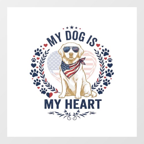Dog Is Heart American Flag Sunglasses_1 Window Cling