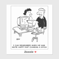 Dog is Playing Computer Games Cartoon. Funny Sticker