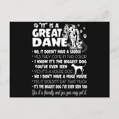 Dog  Its A Great Dane Holiday Postcard