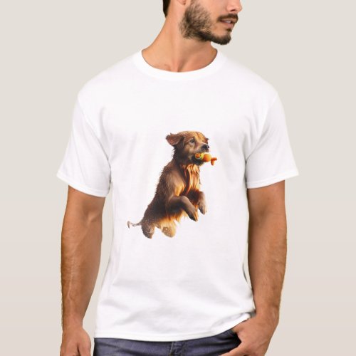 Dog Jumping to Fetch Toy T_Shirt