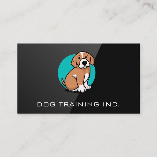 Dog K9 Logo | Black Gloss Logo Business Card (Front)