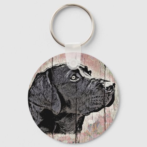 Dog Keychain Pastel Wood Labrador Head
