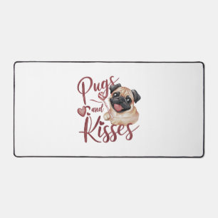 dog kiss .Pugs & Kisses Watercolor Tee Desk Mat