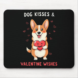 Dog Kisses And Valentine Wishes Corgi Love Mouse Pad