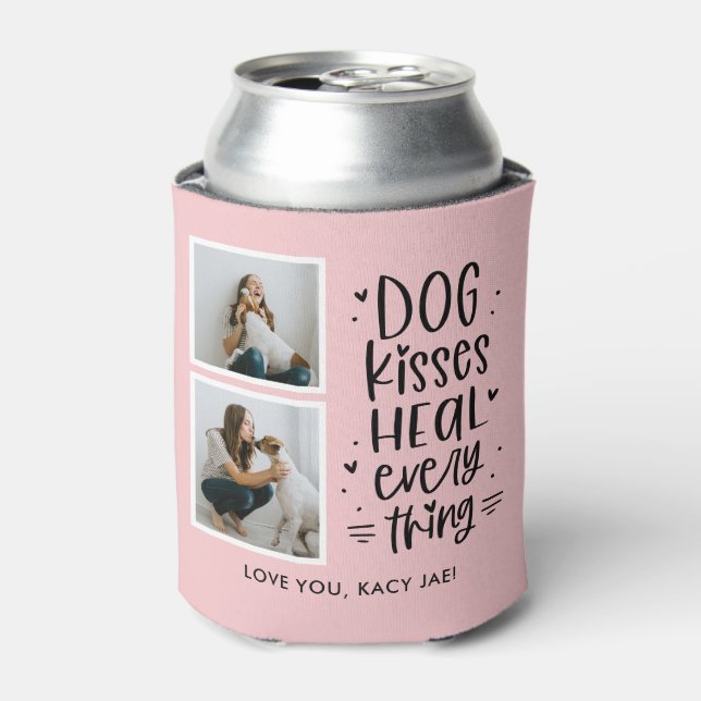 Dog Kisses Editable Color Can Cooler (Can Front)