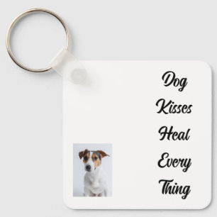 Dog Kisses Editable Color Dog Lover Keychain