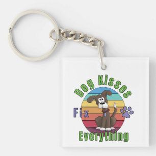Dog Kisses Fix Everything Keychain