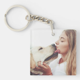 Dog Kisses Photo Keychain