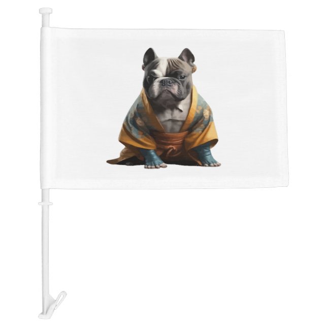 dog knows karate     car flag (Front)