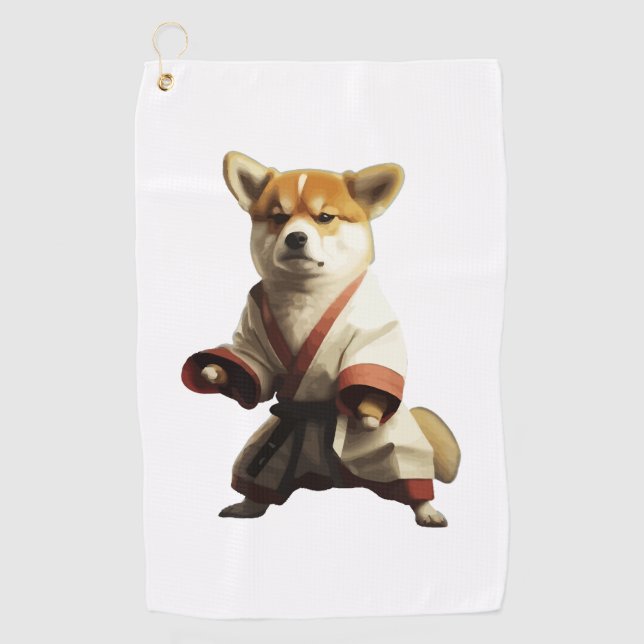 Dog Knows Karate                     Golf Towel (Front)