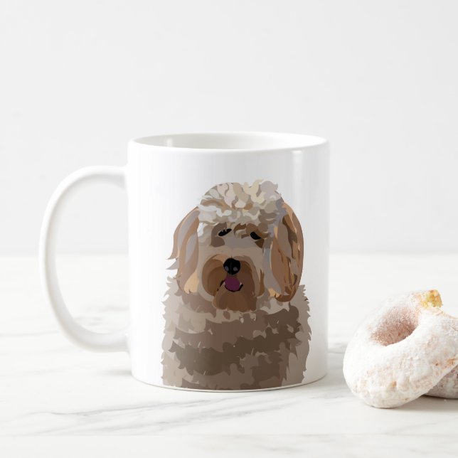 Dog Labradoodle Cute Dog Design Coffee Mug (With Donut)