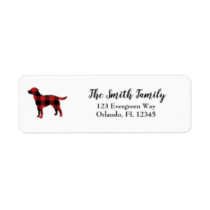 Dog Labrador Pup Plaid Pattern Label