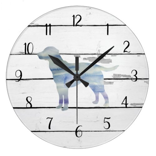 Dog Labrador Rustic Shiplap Farmhouse Decor Large Clock