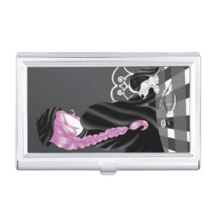 Dog & Lady in French café Bubblegum Business Card Case