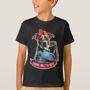 Dog Lady Kamala Harris Tim Walz Vote Election  T-Shirt