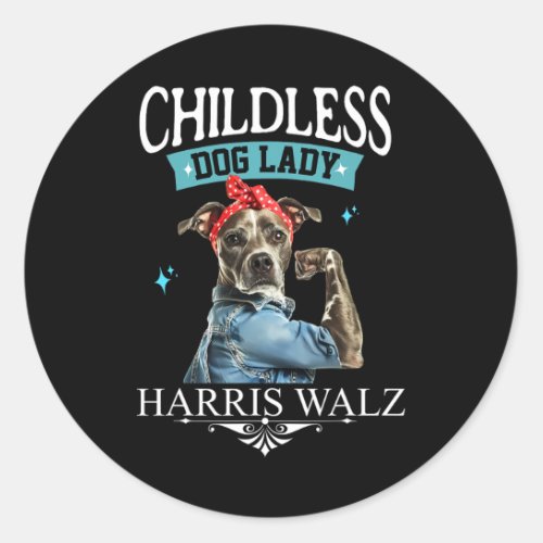 Dog Lady Kamala Walz Feminist Presidential  Classic Round Sticker