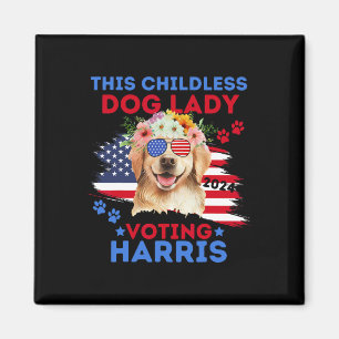 Dog Lady Vote Kamala Harris 2024 Golden Retriever Magnet