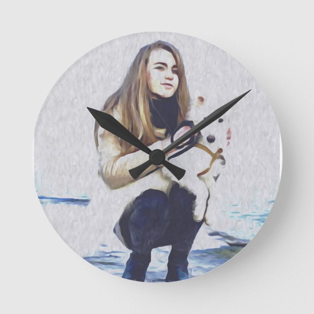 Dog, Laika, Animals Round Clock (Front)