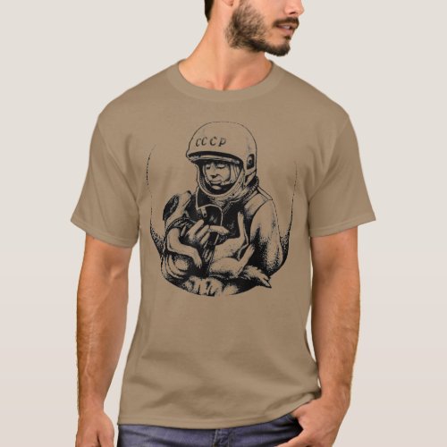 Dog Laika  Yuri Gagarin  Space First Astronaut T_Shirt