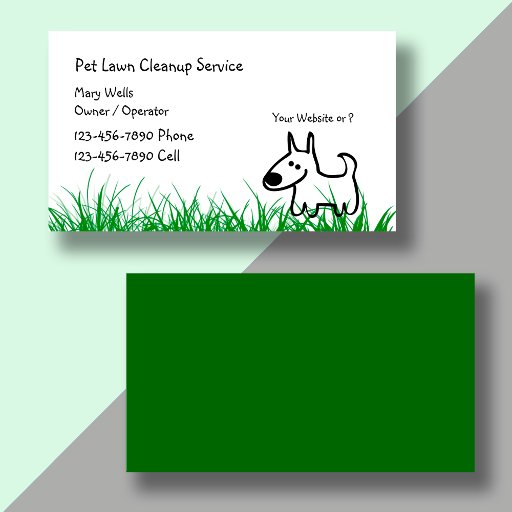 Customizable Dog Lawn Cleanup Business Cards