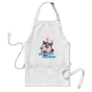 Dog Laying on Easter Eggs Adult Apron
