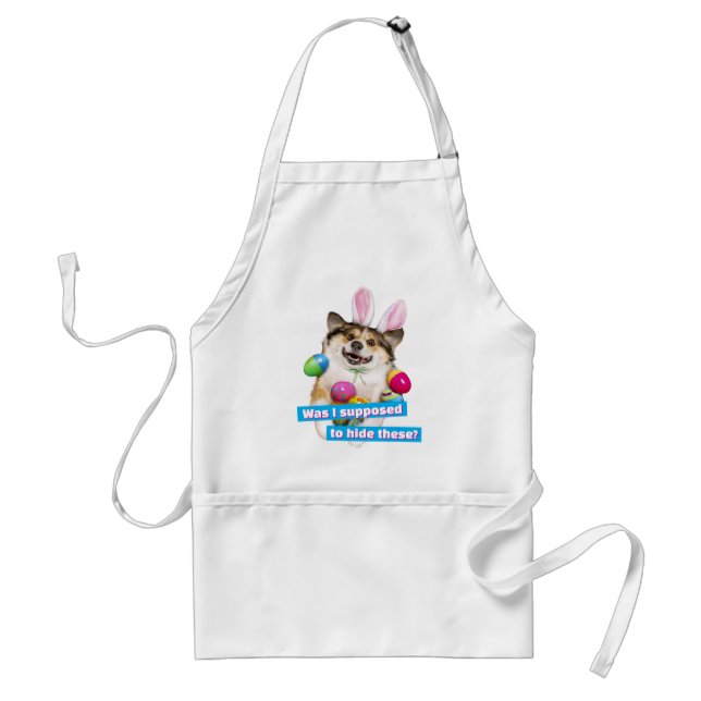 Dog Laying on Easter Eggs Adult Apron (Front)