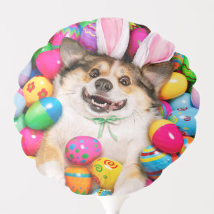 Dog Laying on Easter Eggs Balloon