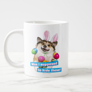 Dog Laying on Easter Eggs Giant Coffee Mug