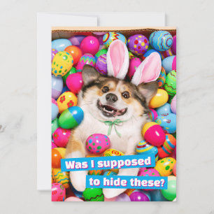 Dog Laying on Easter Eggs Invitation