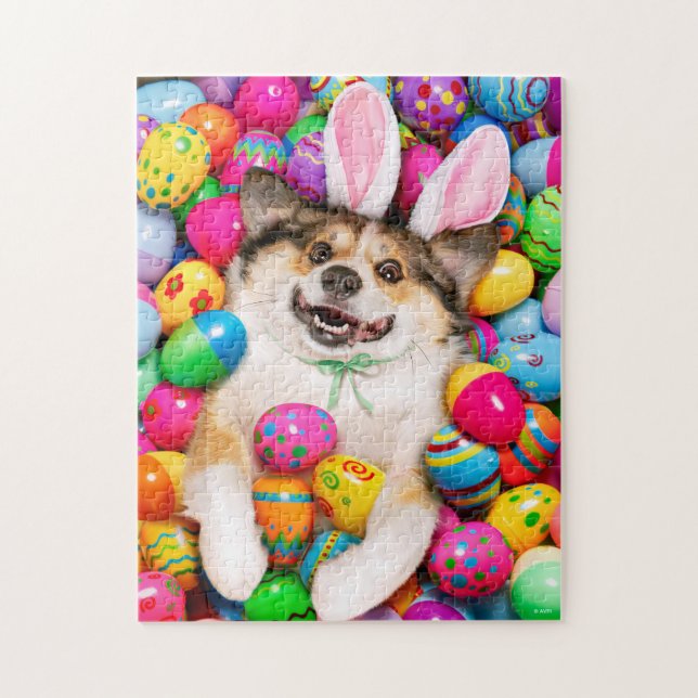 Dog Laying on Easter Eggs Jigsaw Puzzle (Vertical)