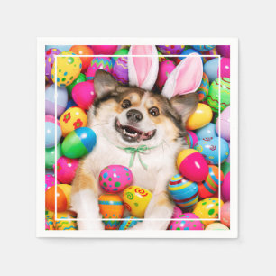 Dog Laying on Easter Eggs Napkins